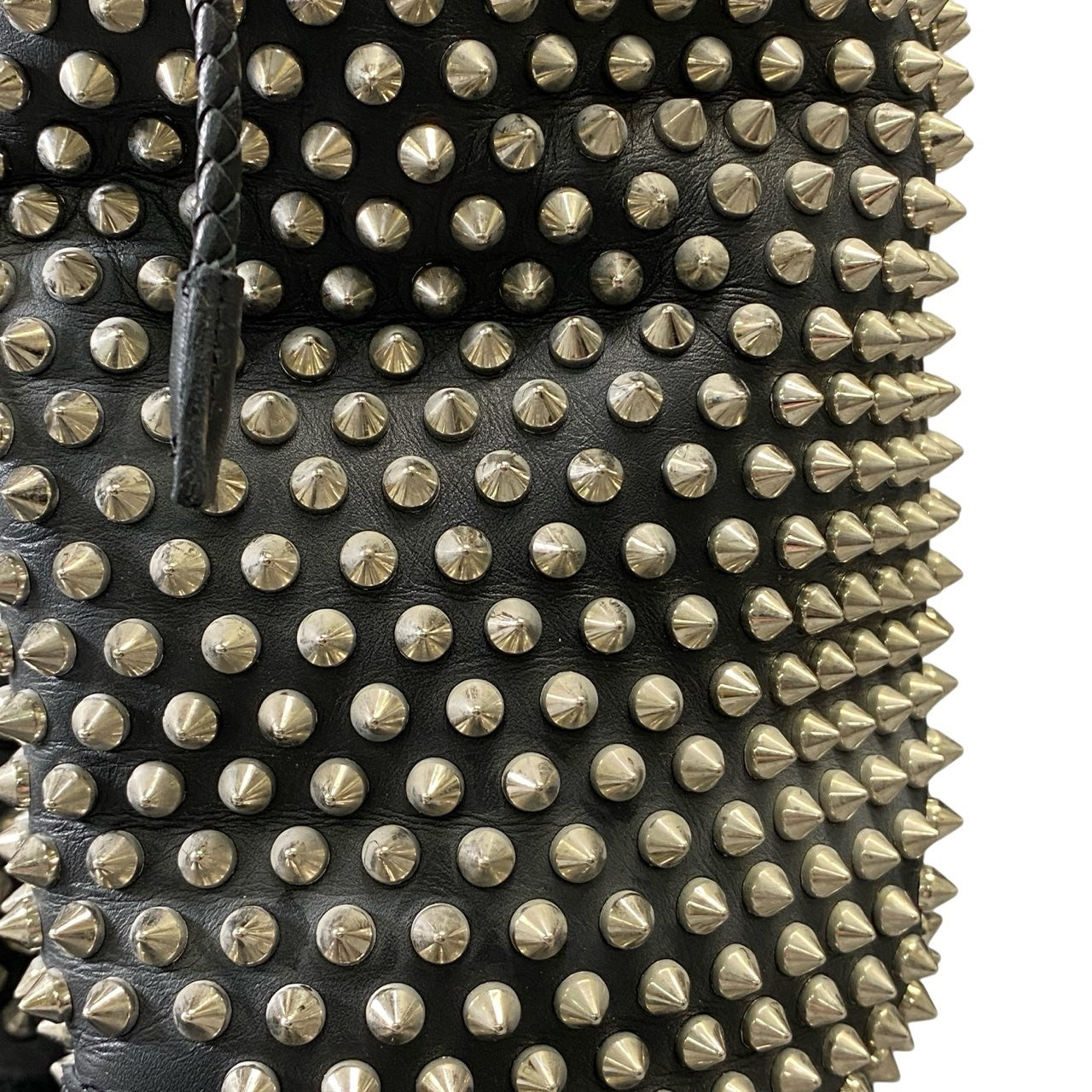 1l27 Christian Louboutin クリスチャンルブタン NAZA FLAT NAPPA スパイクスタッズ レザーブーツ 41サイズ ブラック メンズk02i