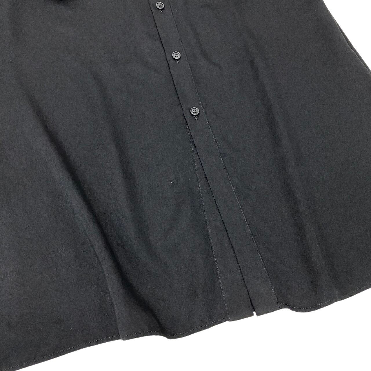 Af8 Yohji Yamamoto ヨウジヤマモト 23-24aw RAYON SATIN LONG SHIRT WITH SIDE SLITS ロングシャツワンピース FJ-B06-202 サイズ1 ブラック レーヨン100％ レディース 女性用u02t