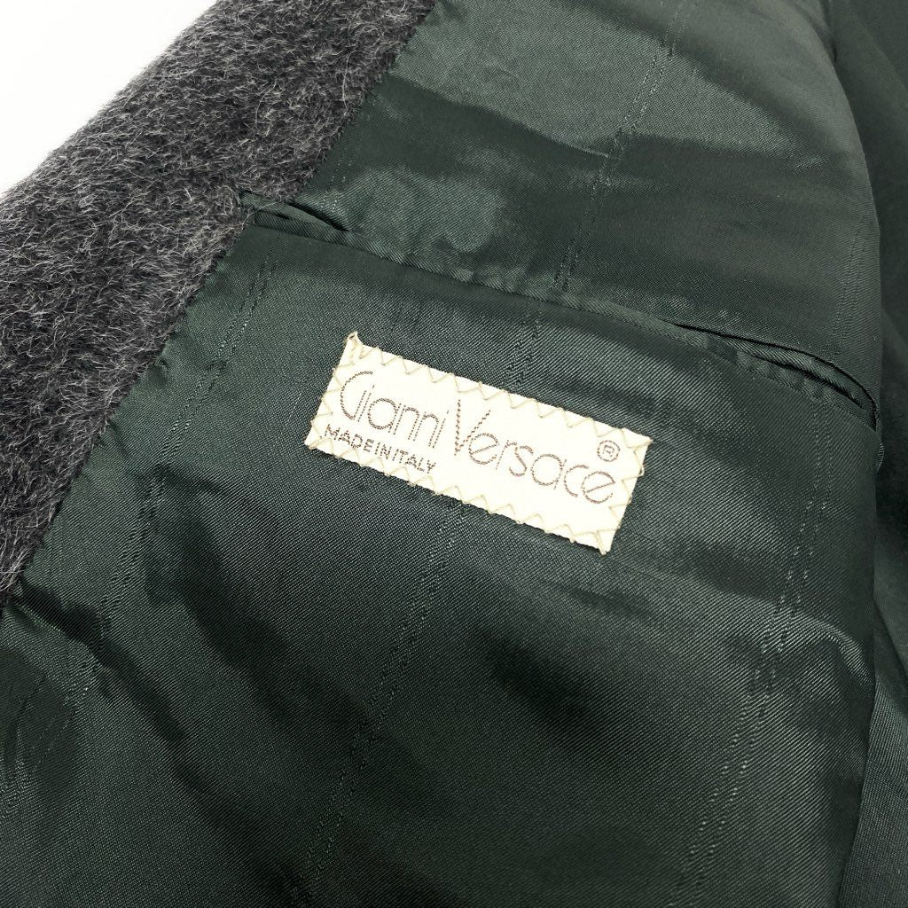 79L15 Gianni Versace ジャンニヴェルサーチ チェスターコート  ロング丈 イタリア製 46 グレー アルパカ混u02t