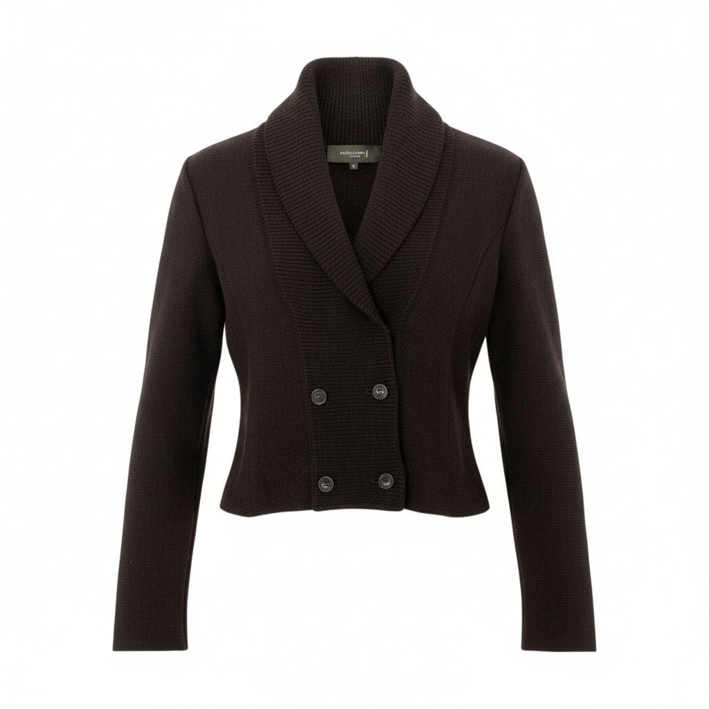 23L8 《美品》 MACKINTOSH LONDON マッキントッシュ ダブルブレスト ニットジャケット カーディガン 羽織り 40 ブラウン レディース 女性用u02t