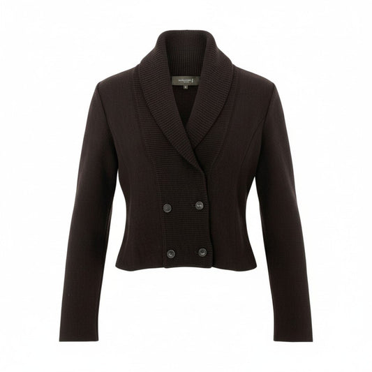 23L8 《美品》 MACKINTOSH LONDON マッキントッシュ ダブルブレスト ニットジャケット カーディガン 羽織り 40 ブラウン レディース 女性用u02t