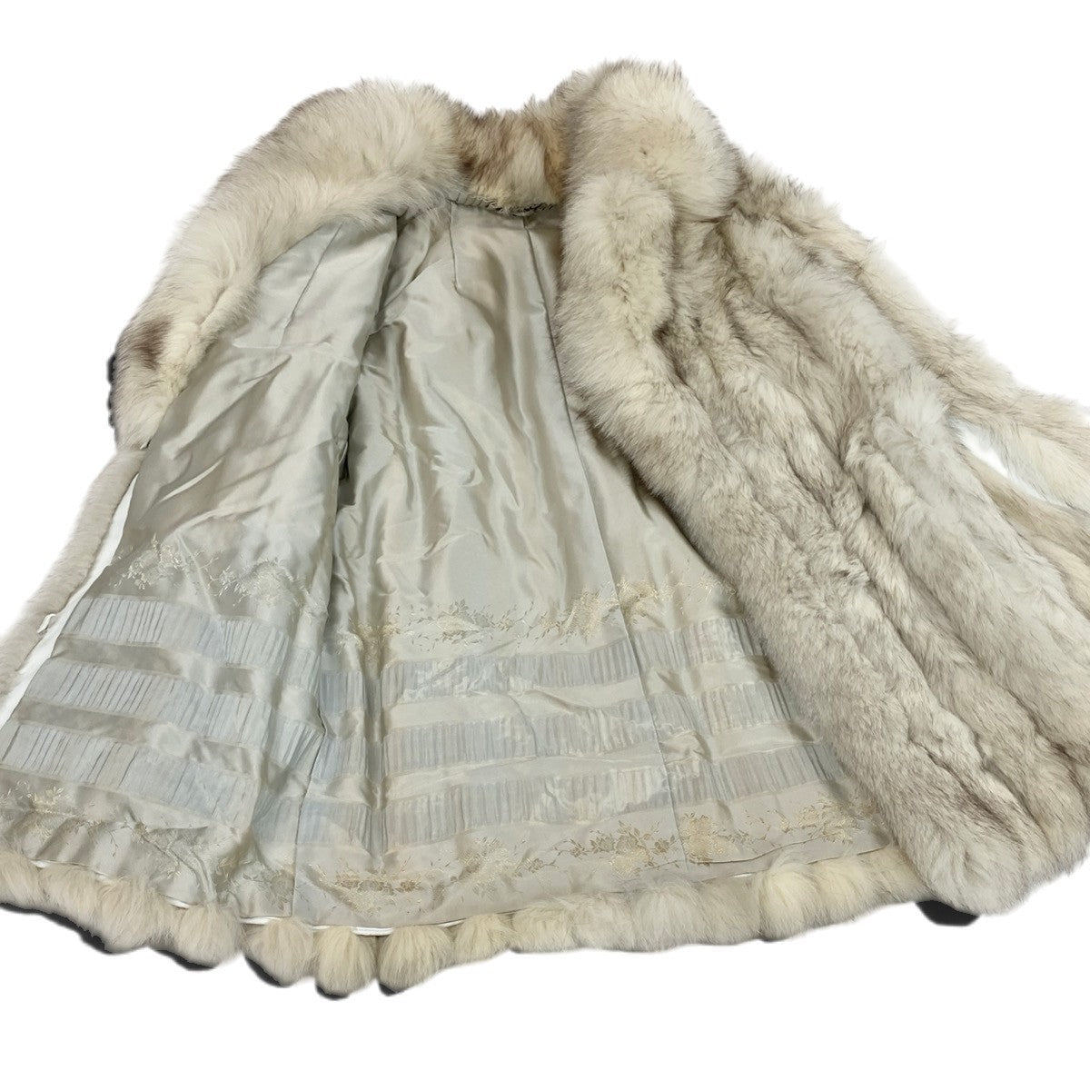 24j7 ブルーフォックス ファーコート サイズF ホワイト 本毛皮 Blue Fox Fur Coat リアルファーt18r