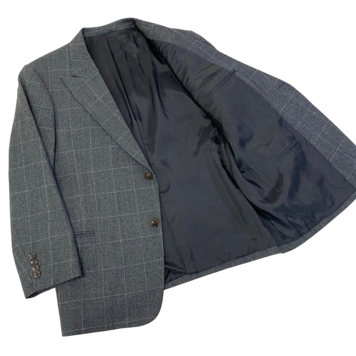 84f18 ARMANI COLLEZIONI アルマーニコレッツォーニ チェック柄 スーツ セットアップ サイズ56 グレー フォーマル ビジネスt18r