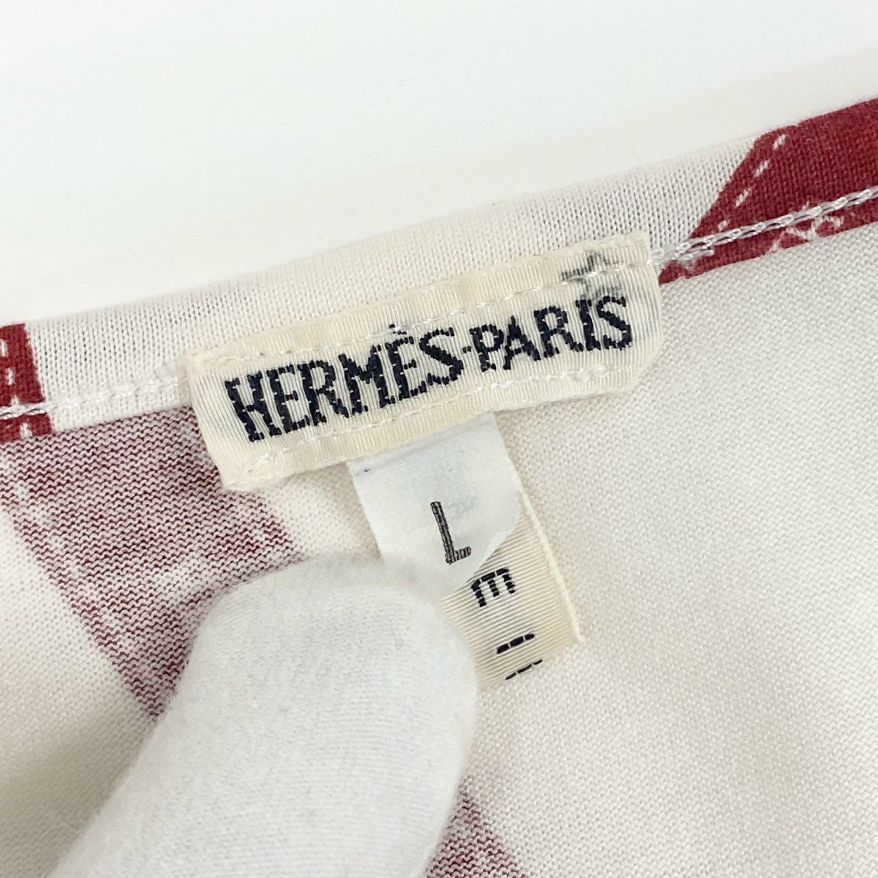 33k19 HERMES エルメス マルジェラ期 ボルデュック 長袖Tシャツ ロンT L レッド カットソー イタリア製