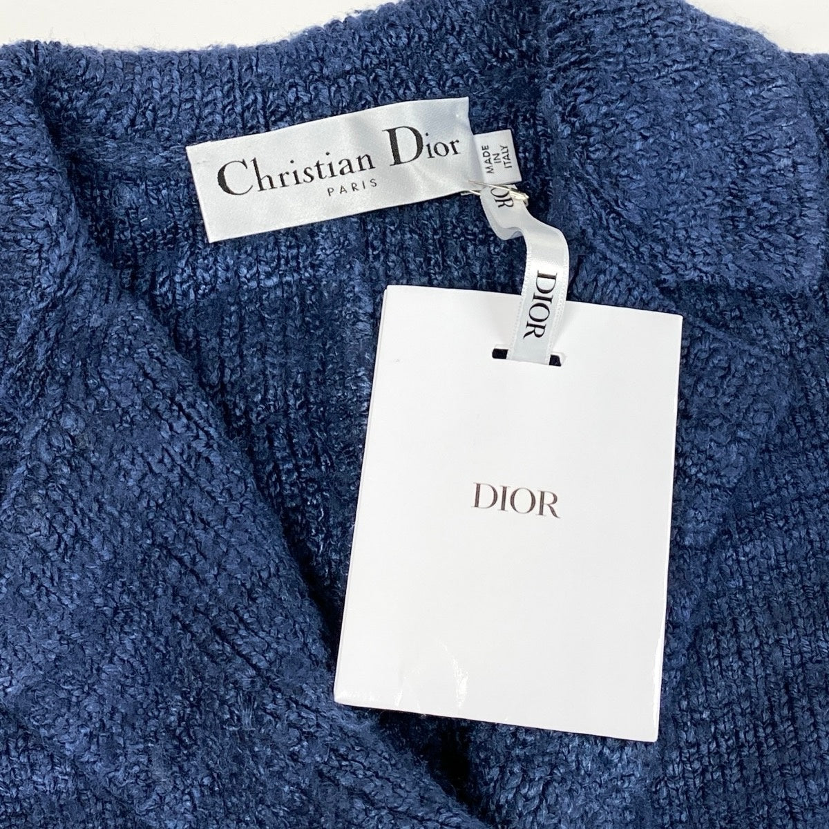 j9 【新品保管品】Christian Dior バージャケット ダブルジャケット シルクニット スラブヤーン 38サイズ ネイビー レディース 女性用k02i