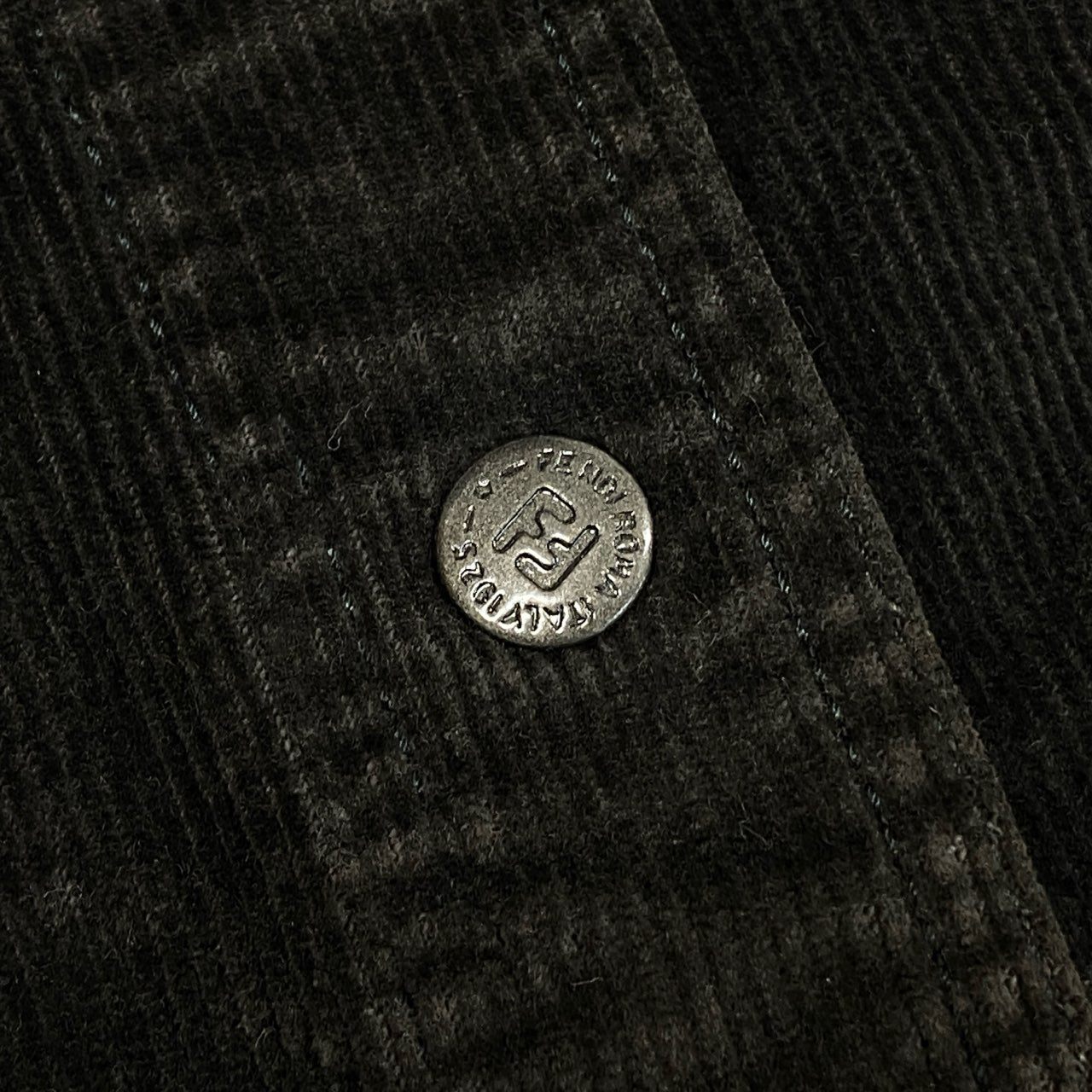 78b27 FENDI フェンディ ロゴボタン 長袖シャツ ブラウス コーデュロイ 40 ブラウン レディース イタリア製u02t