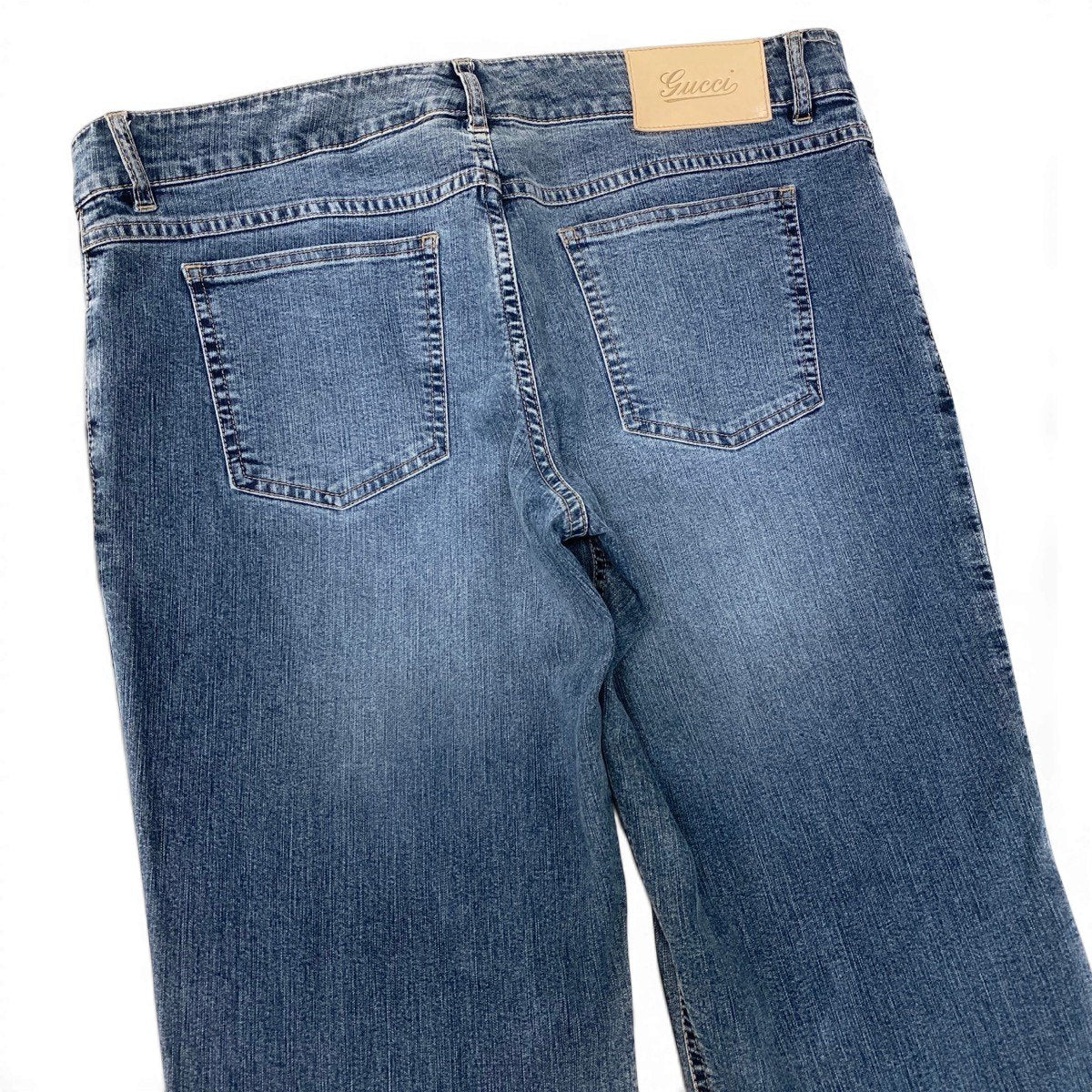 Ef11 GUCCI グッチ ゴールドチャーム付 フレアデニム ジーンズ サイズ44 インディゴ レディース女性用t18r
