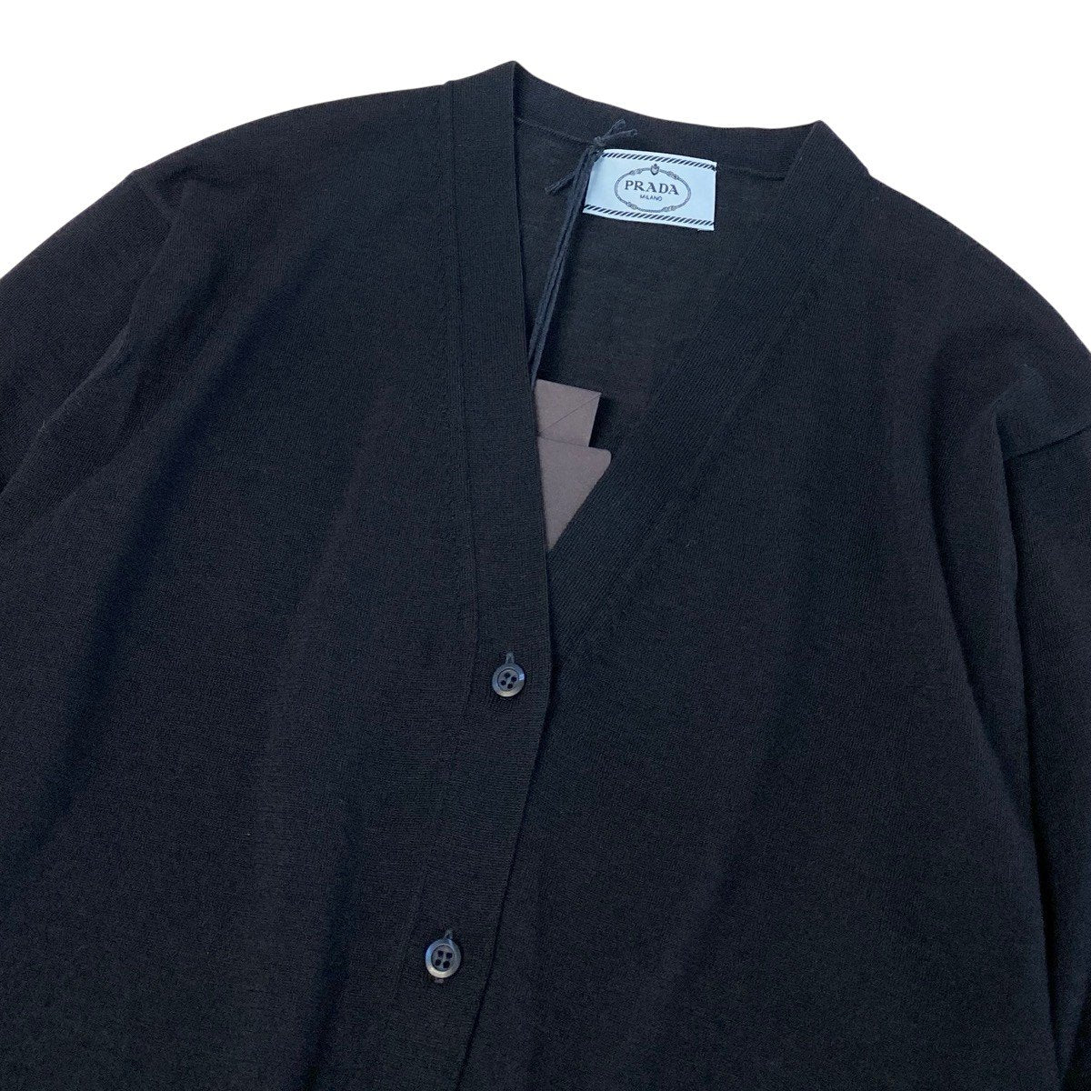 Ej16 【未使用】 PRADA プラダ 24年 ロングスリーブ ニットカーディガン DNA00S サイズ38 ブラック ウール100 レディースo07t