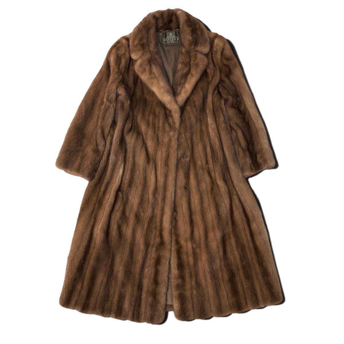 14i20 ROTINY デミバフミンク ロングコート 丈105cm 13 茶系 本毛皮 Mink Fur Long Coatt18r