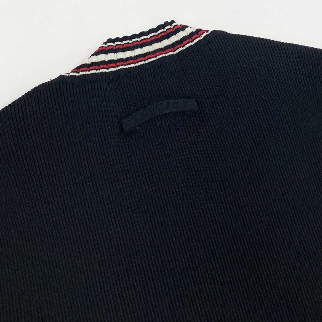 13l27【美品】JEANPAUL GAULTIER CLASSIQUE ジャンポールゴルチエ クラシック 半袖リブニット カットソー チビT ニットセーター 日本製 48サイズ ブラック ナイロン100％ レディースk02i