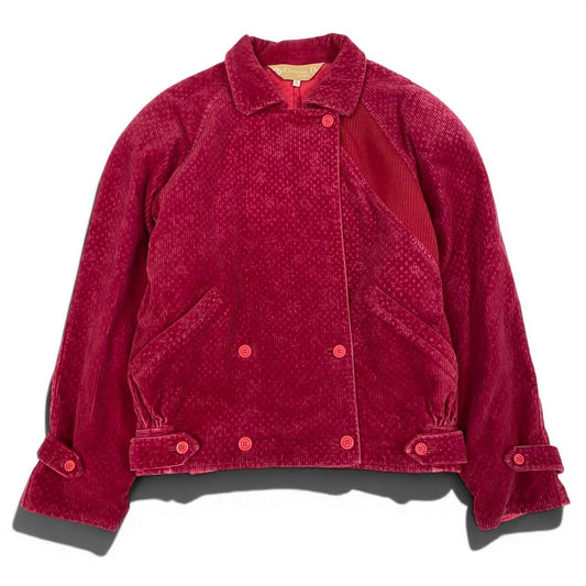 59d28 Christian Dior SPORTS クリスチャンディオール スポーツ コーデュロイジャケット 切替リブニット ダブルボタン サイズM ピンク系 コットンウール レディース 女性服u02t
