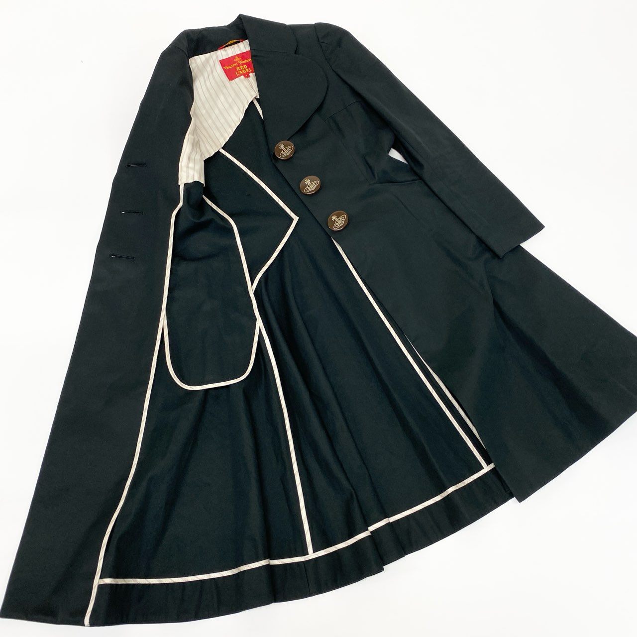 55L23 【Vintage】Vivienne Westwood RED LABEL ヴィヴィアンウエストウッド レッドレーベル ラブコート サイズ1 ブラック レディース コートk02i