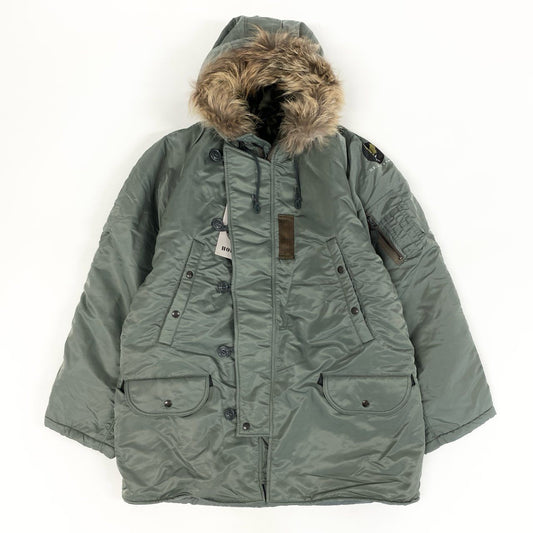 49f2 タグ付 HUSTON ヒューストン N-3B フライトジャケット モッズコート  8415-269-0419 Lサイズ カーキ