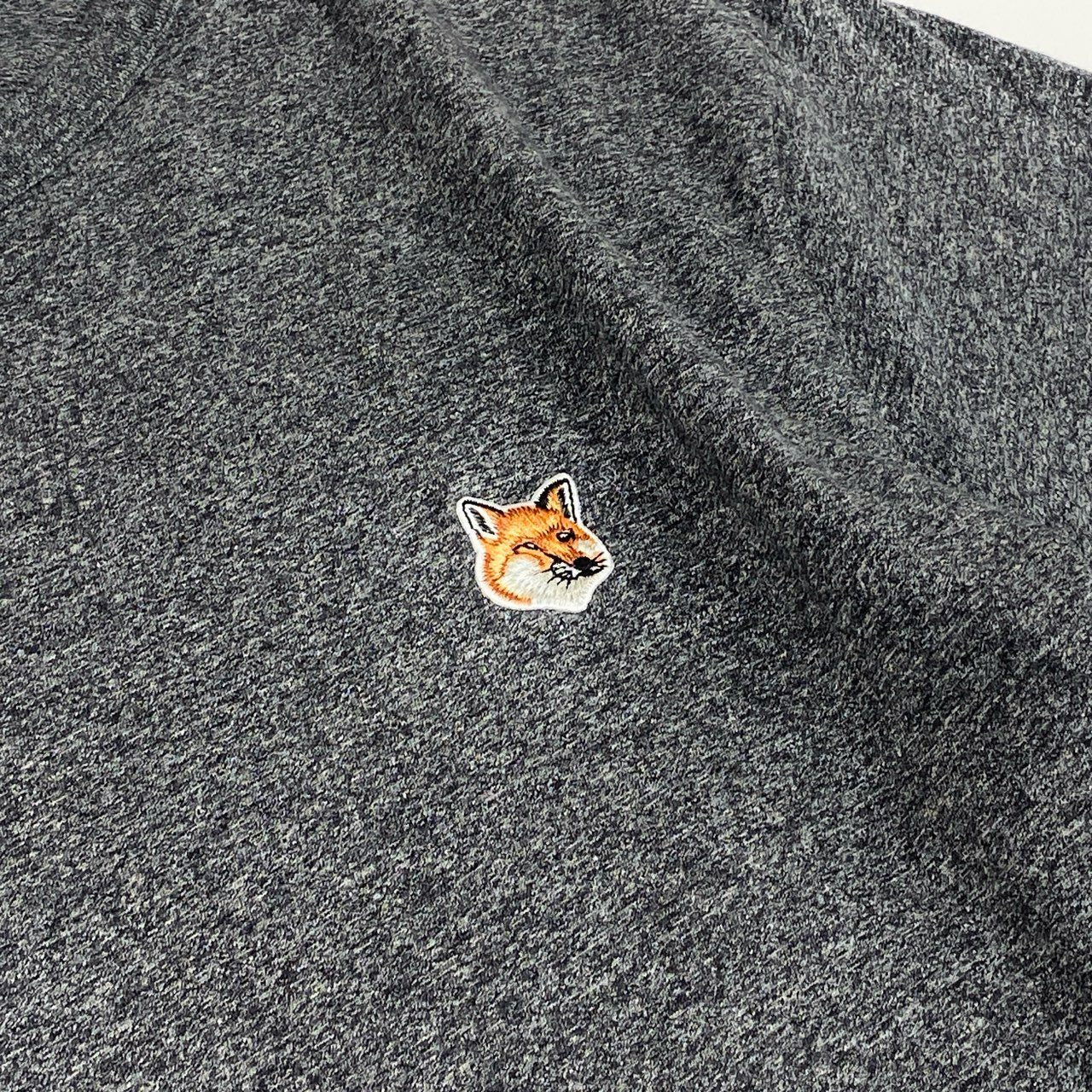 52e23 MAISON KITSUNE メゾンキツネ FOX HEAD PATCH TEE フォックスヘッド Tシャツ カットソー FW16M719 Lサイズ グレー コットン