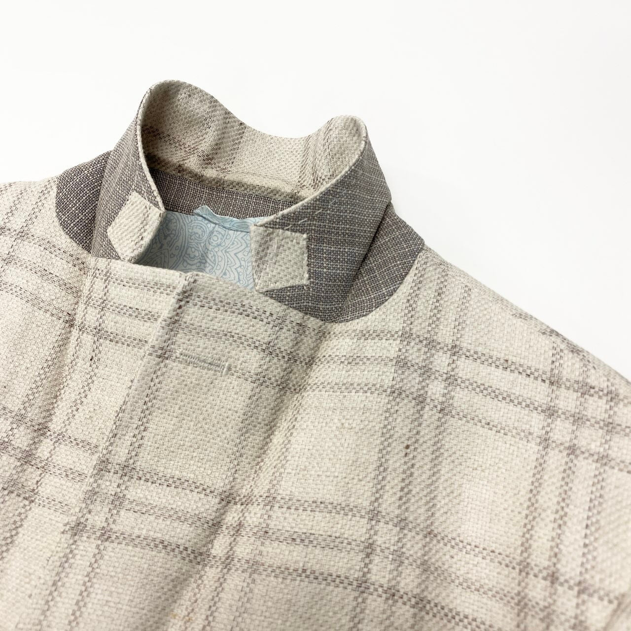 48c18 ETRO エトロ テーラードジャケット チェック柄 裏地ペイズリー柄 イタリア製 コットンリネン混 メンズ 男性用 52 ベージュ系u02t