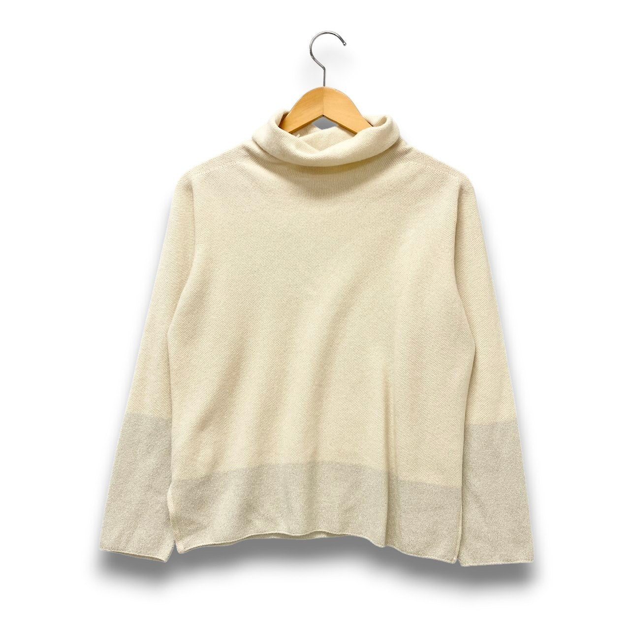 4c29 FABIANA FILIPPI ファビアナフィリッピ ラメニット ロングスリーブ タートルネックセーター  レディース 女性服 44/Mサイズ アイボリー系 シルバーu02t