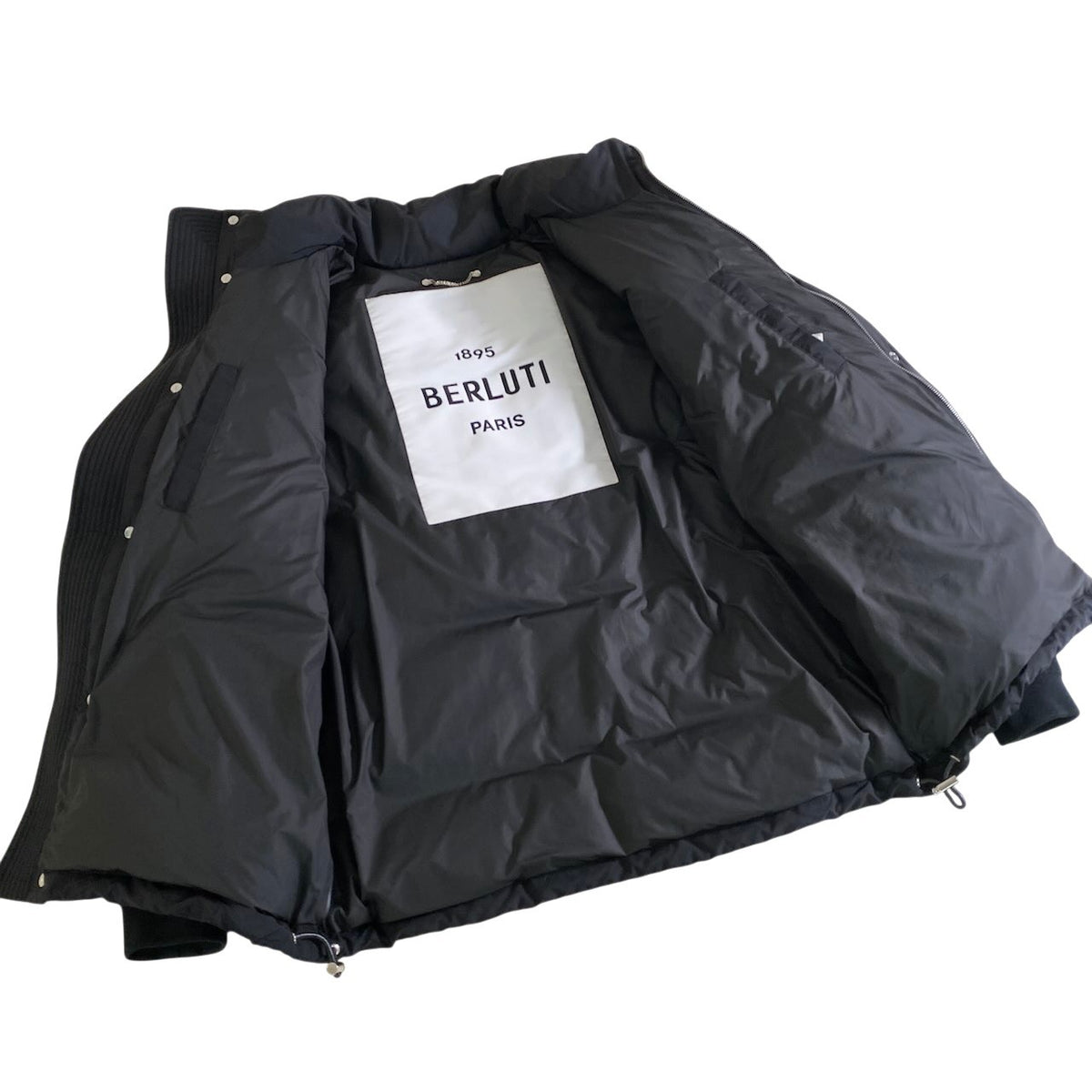 10j28《入手困難》 Berluti ベルルッティ カリグラフィー レザー使い ダウンジャケット R18OBL90W Size 48 ブラック ガーメント付t18r