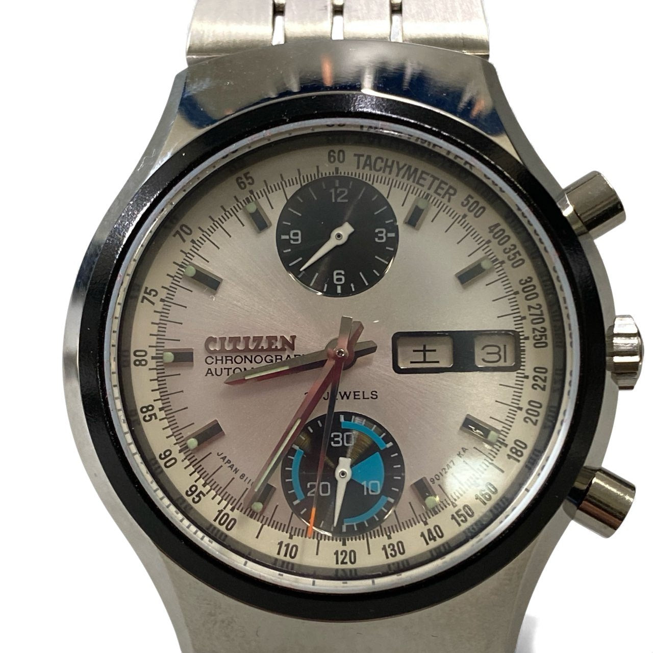 k16《可動》 CITIZEN シチズン 自動巻き クロノグラフ 腕時計 4-901169 シルバー 23石 AT チャレンジタイマーt18r