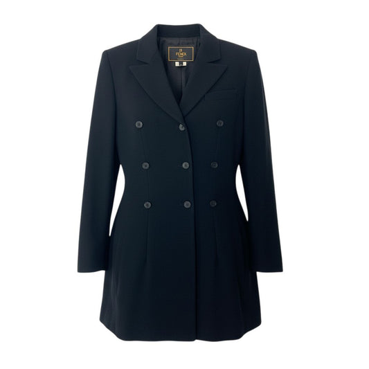 28c11 FENDI フェンディ テーラードジャケット ボタンデザイン イタリア製 42サイズ ブラック レディース 女性用o07t