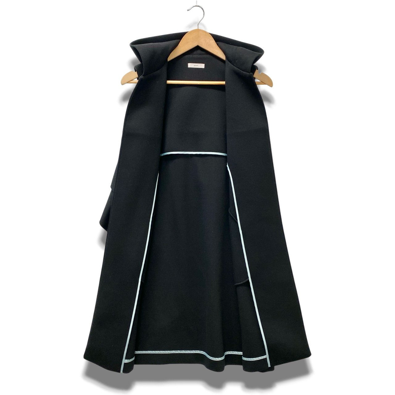 12b19 yori ヨリ ボンディンロングジレ ジレベスト アシンメトリー フリル YR2115-041SP Fサイズ ブラック レディース 女性用u02t