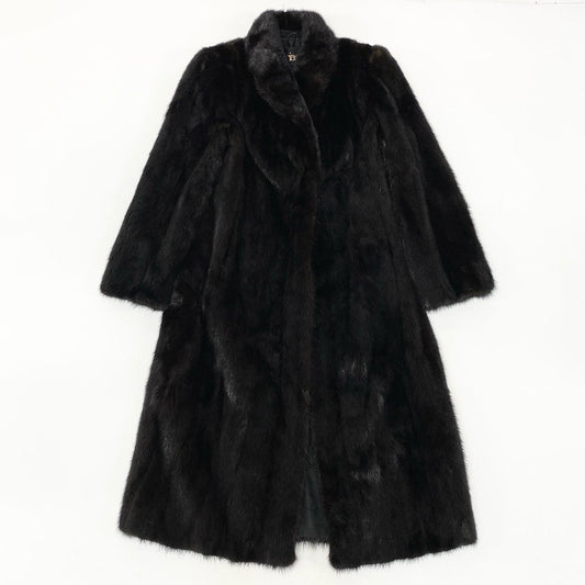 39k1 Arianna アリアンナ マホガニーミンク 110cm 超ロングコート 13 L相当 ダークブラウン 本毛皮 最高級 リアルファー MINK FUR 裏地花柄刺繍t18r