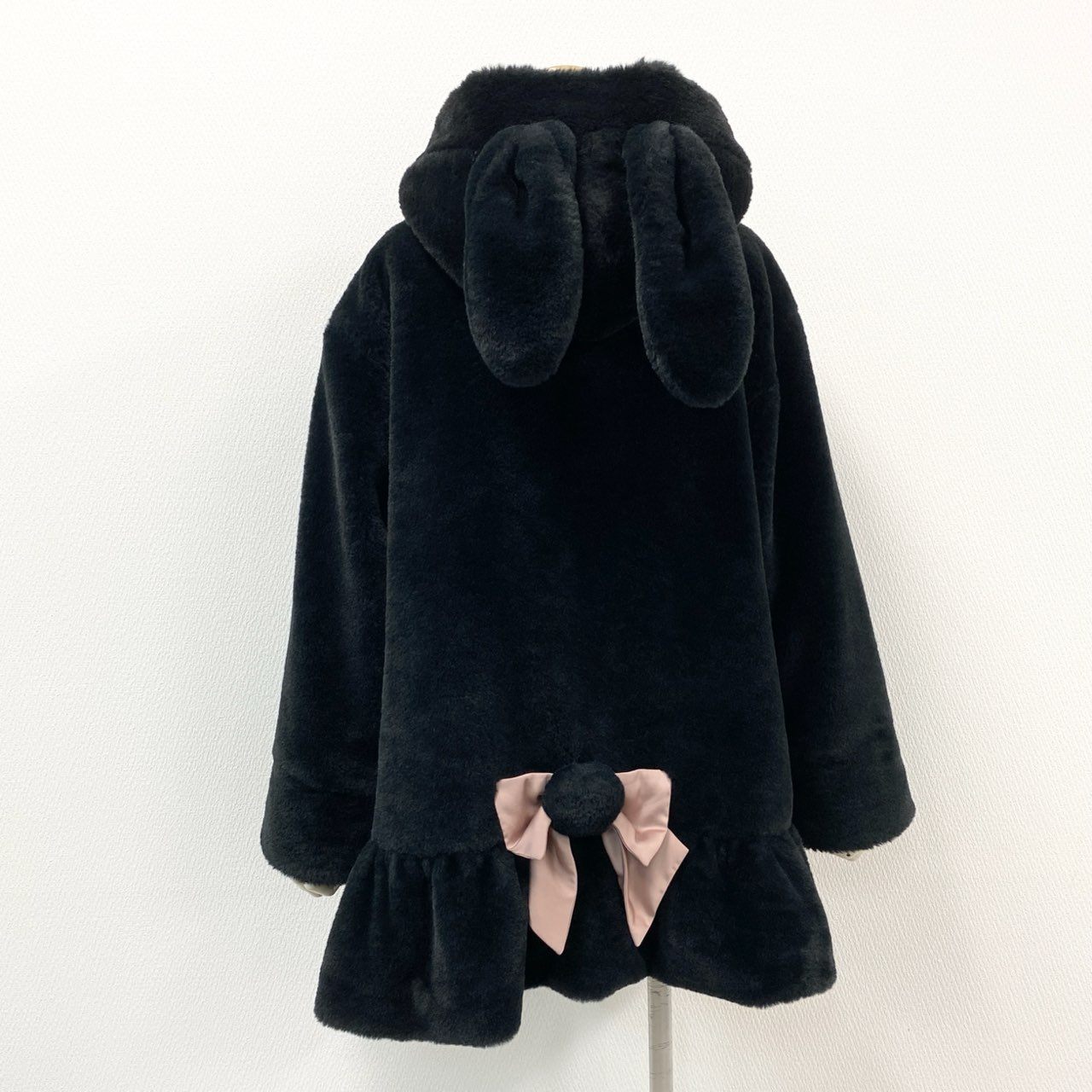 18f20 SECRET HONEY シークレットハニー うさ耳 リボンファーコート 2 ブラック バニー ボア うさぎ ゴシック