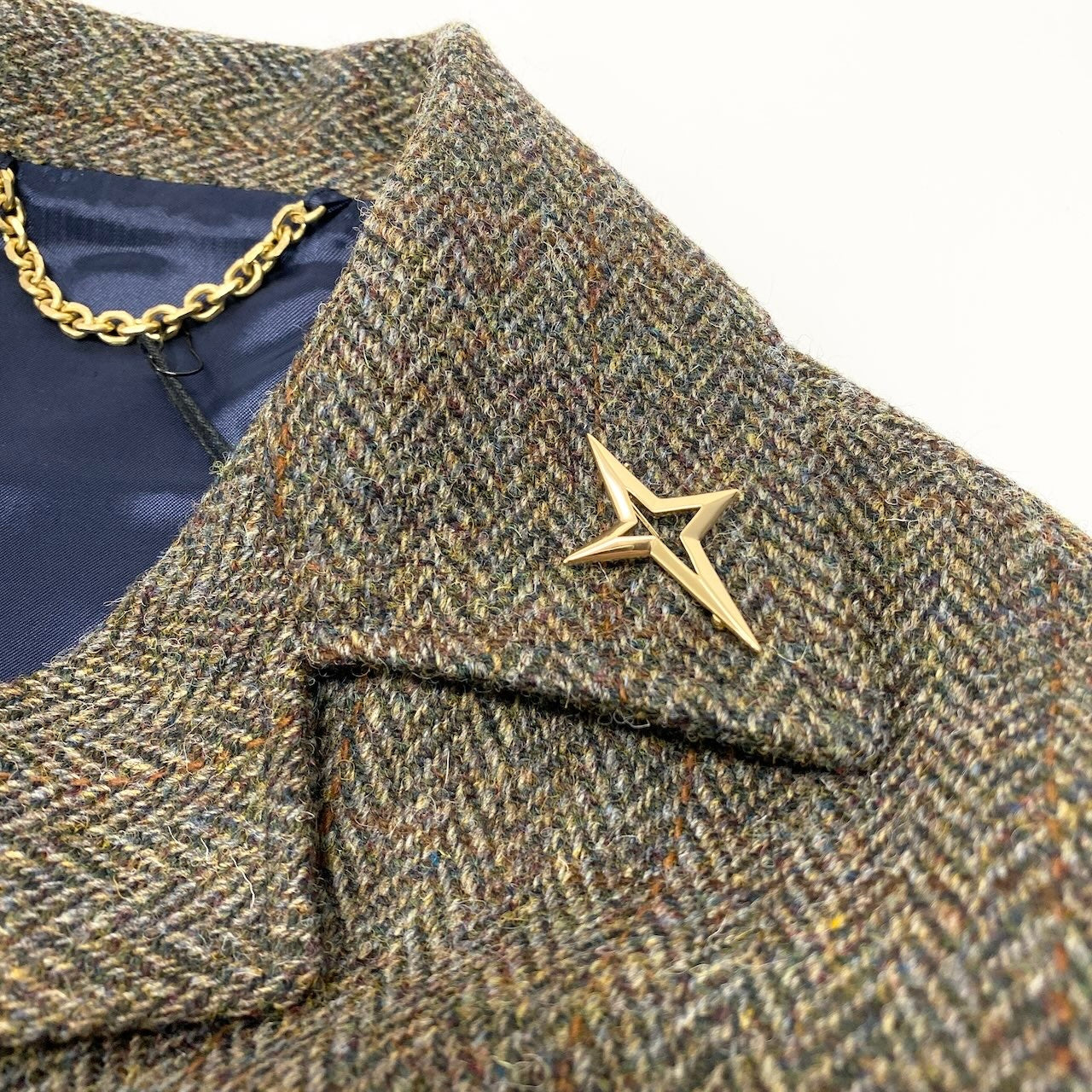 42c26 定価￥68,200 THAMES MMXX. テムズ × Harris Tweed ハリスツイード ワッキングジャケット サイズＭ カーキ ヘリンボーン ブレザー タグ付t18r