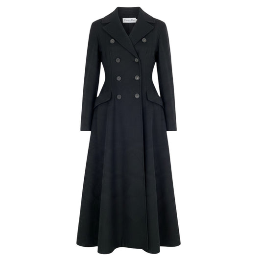 Ej21 《未使用品》 Christian Dior クリスチャンディオール ダブルブレスト Aラインコート ロングコート 950M27A1116 F42 ブラック レディースk02i
