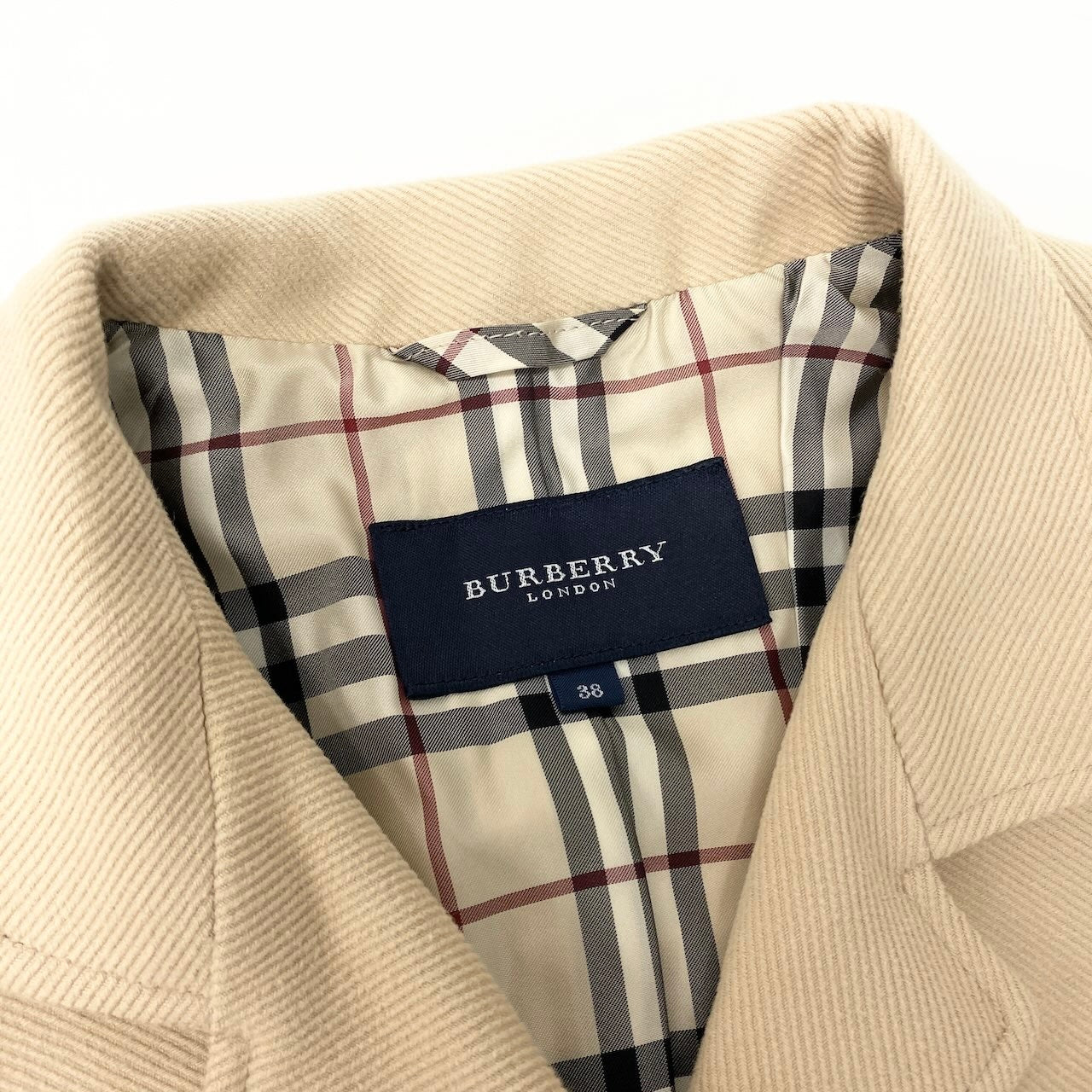 76d9 BURBERRY LONDON バーバリー ロンドン 裏地チェック テーラードジャケット サイズ38 ベージュ ブレザー 日本製t18r