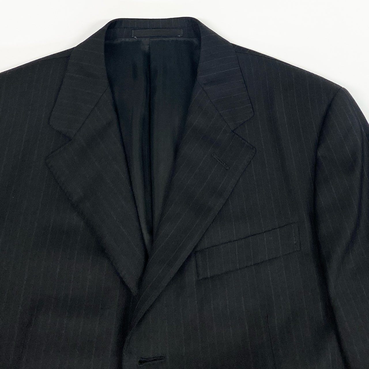 22a23 Ermenegildo Zegna エルメネジルドゼニア シングルスーツ セットアップ ビジネス ストライプ 2242RG 50 ブラック ウール メンズu02t