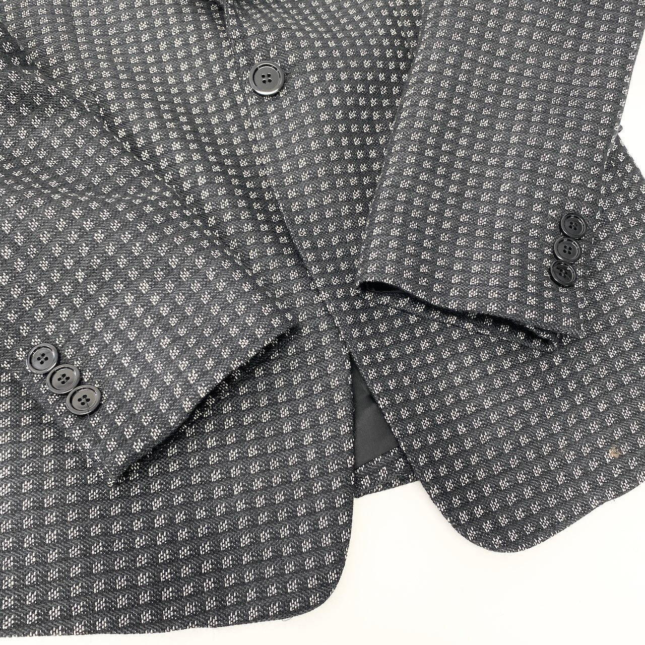 22e7 EMPORIO ARMANI エンポリオアルマーニ DAVID LINE テーラードジャケット シングル 1B 総柄 サイズ48 ネイビー メンズ 紳士服u02t