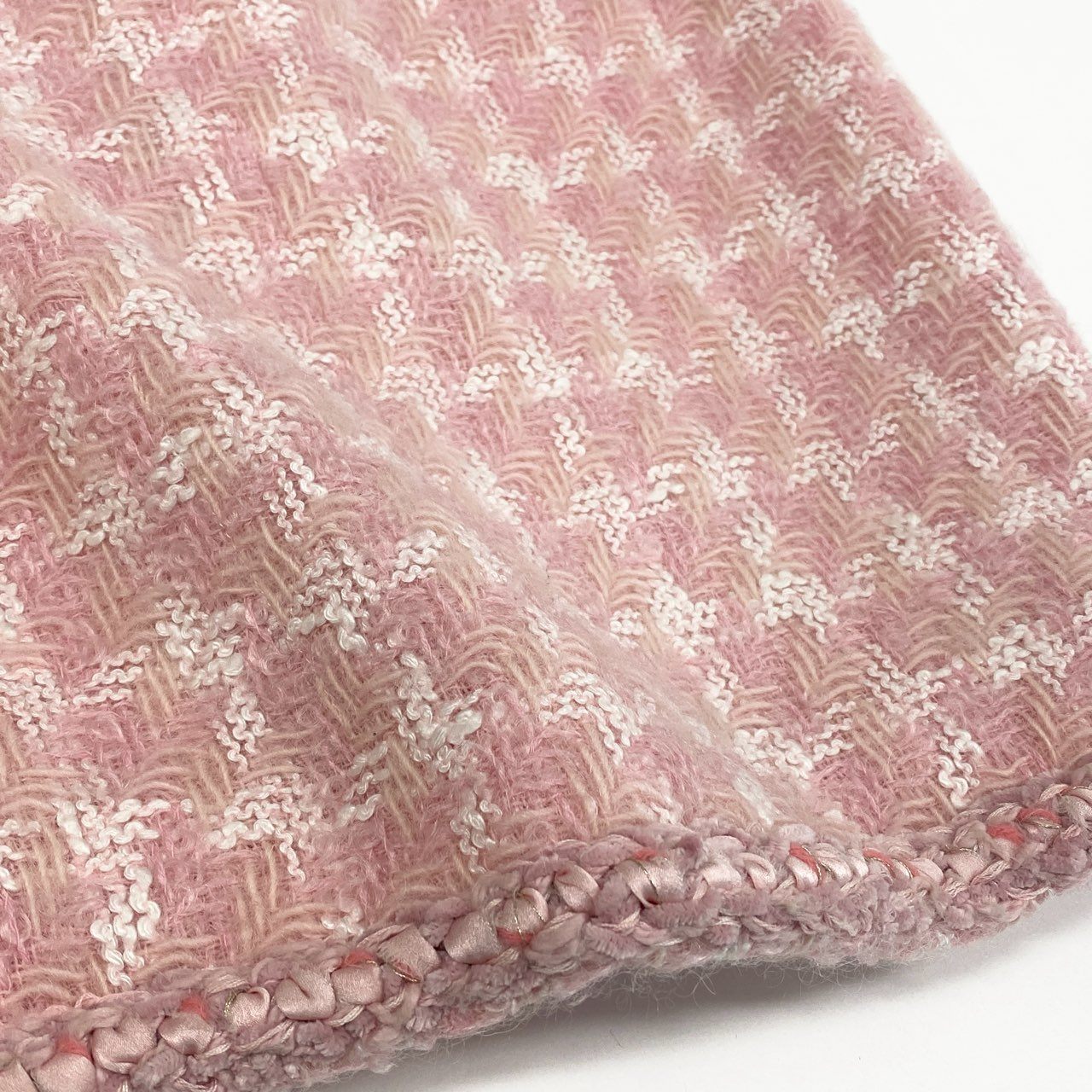 60a14 CHANEL シャネル 2014 collection P50302 グリポア ツイードトリムスカート ダブルジップ サイズ34 ピンク レディースta1