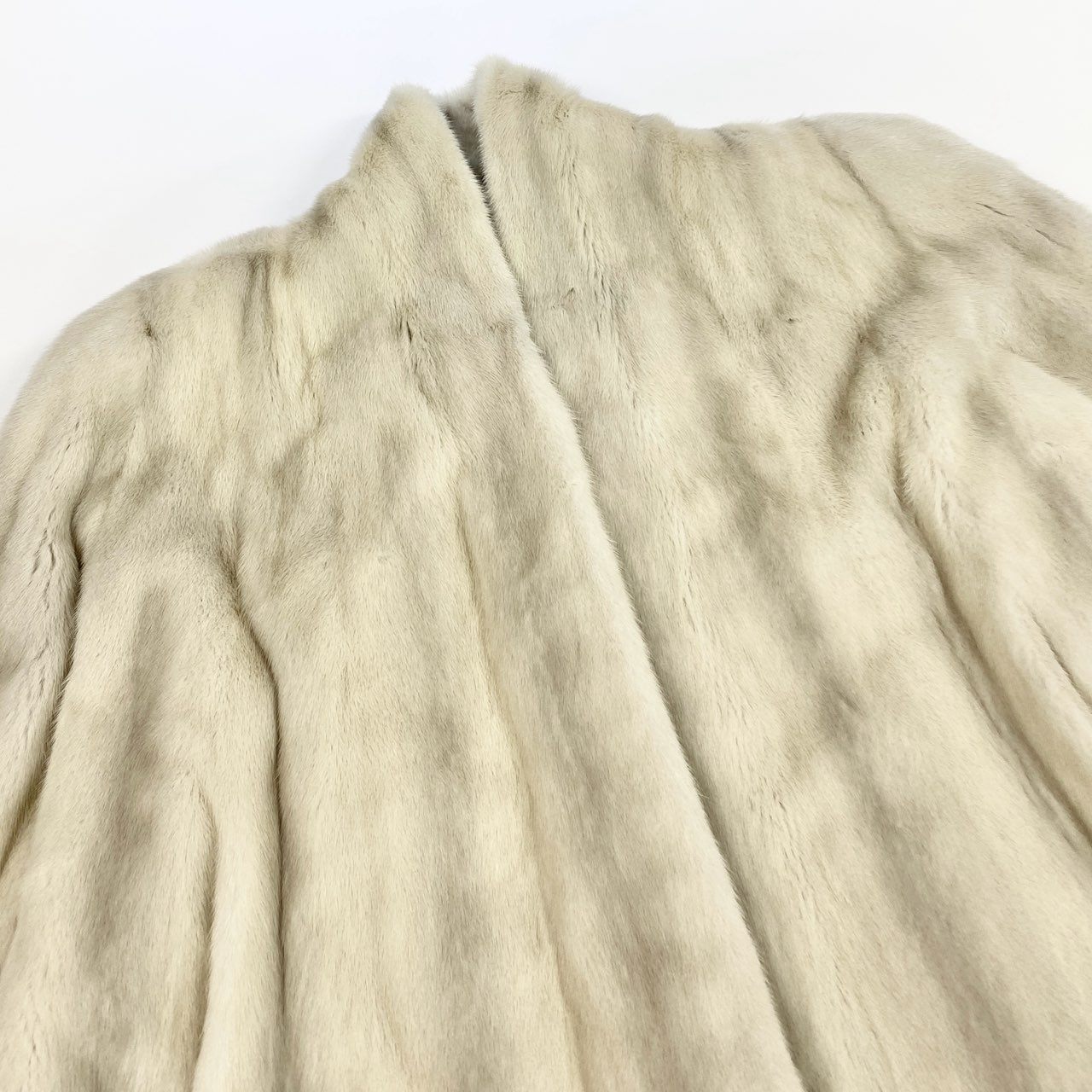 7k14 毛皮コート ファーコート ミンクファー ハーフコート フリル パールミンク Fサイズ アイボリー レディースu02t