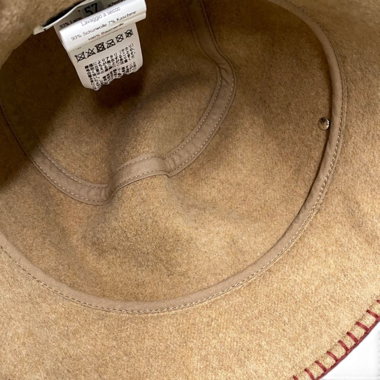 i2 【極美品】 Hermès エルメス アヴァロン ステッチ ウールハット カシミヤ混 セリエボタン H242041N サイズ57 ベージュ レディース