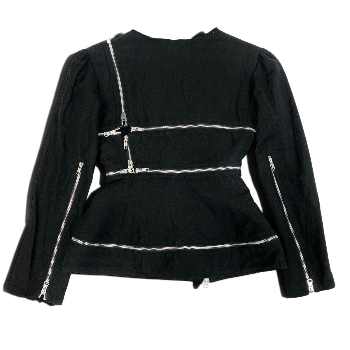 Ah6 yohji yamamoto ヨウジヤマモト femme 2019年 ランウェイ着 ジップジャケット FH-J04-304 1 ブラック リネン コットンu02t
