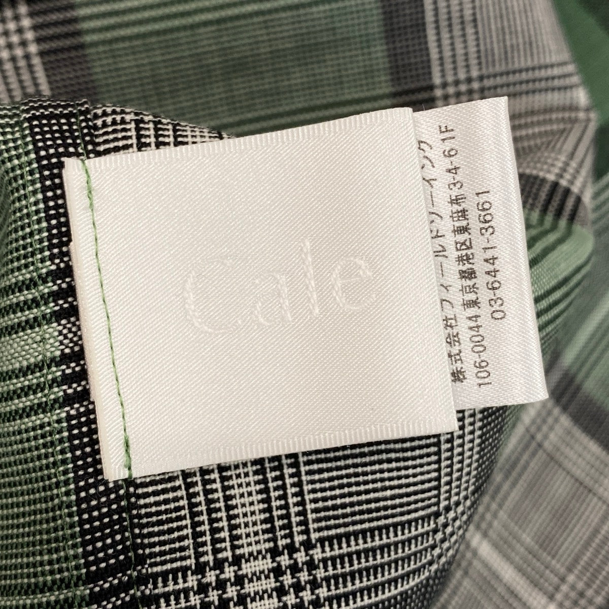 54f29 【美品】 Cale カル ロングスリーブ チェックシャツ 薄手 サイズ3 グリーン系 ウール100％ メンズ 紳士服u02t