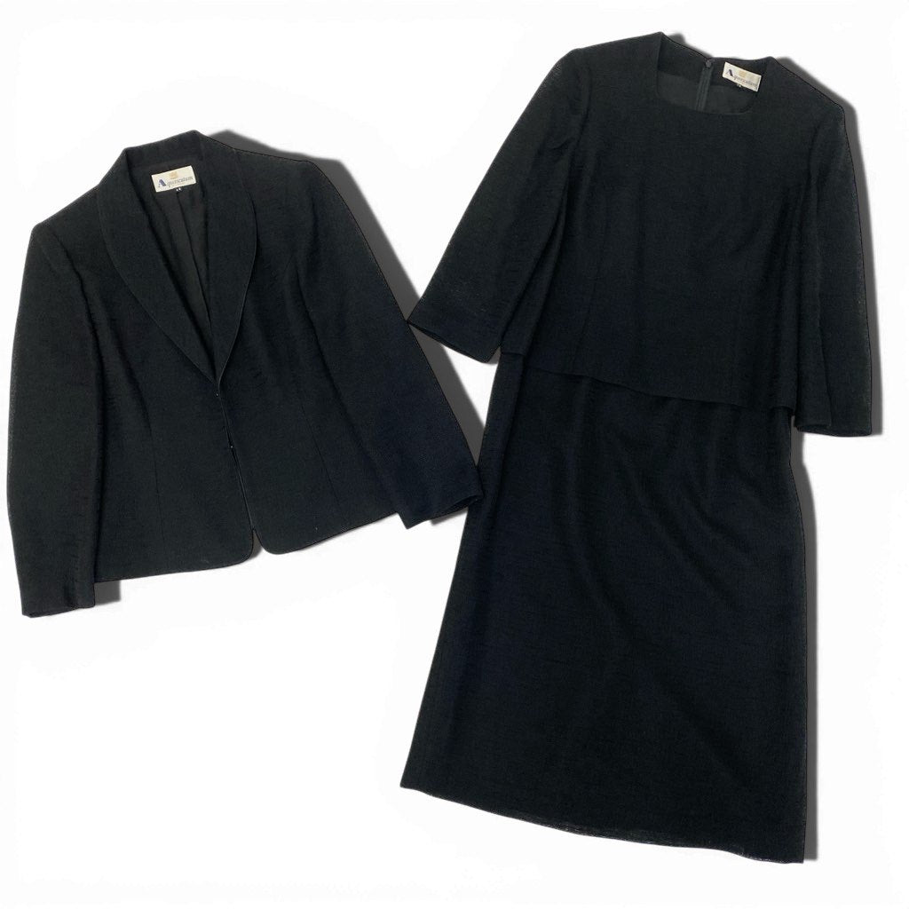 5a12 《美品》 Aquascutum OF LONDON アクアスキュータム アンサンブルワンピース ブラックフォーマル ドッキングワンピース ジャケット レディース 女性用 13 ブラックu02t