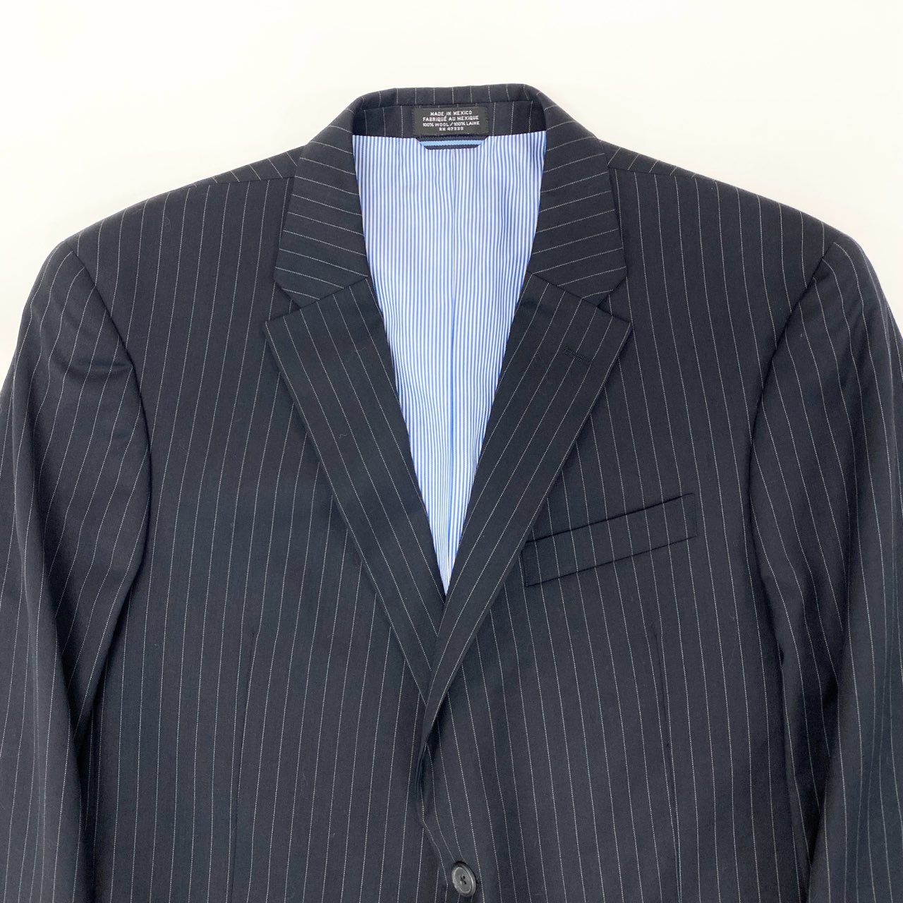 6k1《美品》 TOMMY HILFIGER トミーヒルフィガー セットアップスーツ シングル 2B ストライプ テーラードジャケット スラックス  ネイビー ウール100％o07t