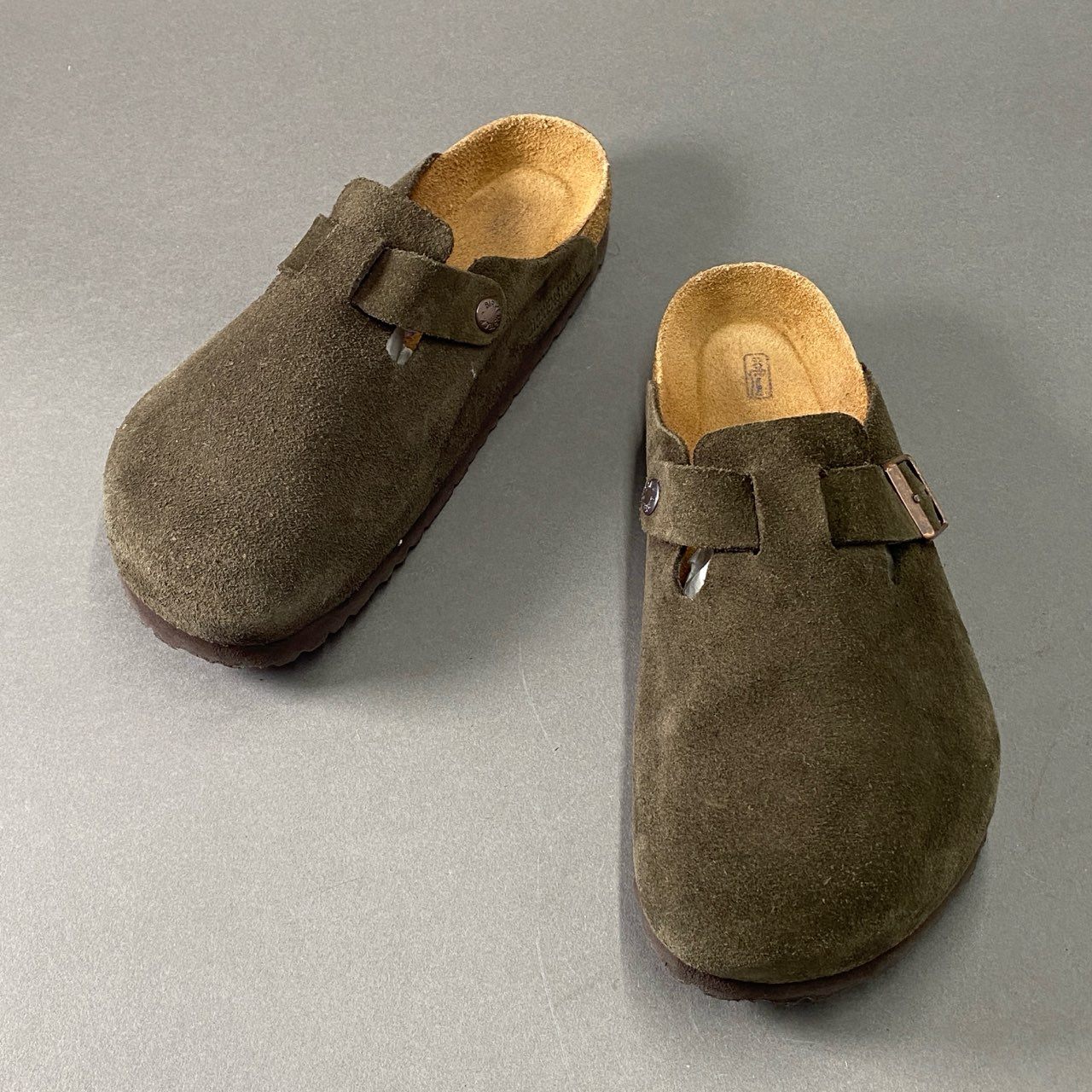 6f18 BIRKENSTOCK ビルケンシュトック BOSTON ボストン サンダル 28.5cm カーキ スエード レザー シューズ