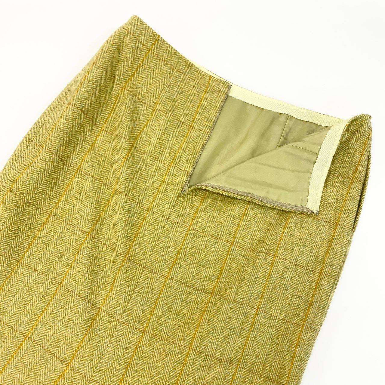 30K18《美品》 NINA RICCI BOUTIQUE ニナリッチ セットアップスカート フォーマル イギリス製生地○ ダブルブレストジャケット 膝丈スカート チェック柄  11 グリーン ラムウールu02t