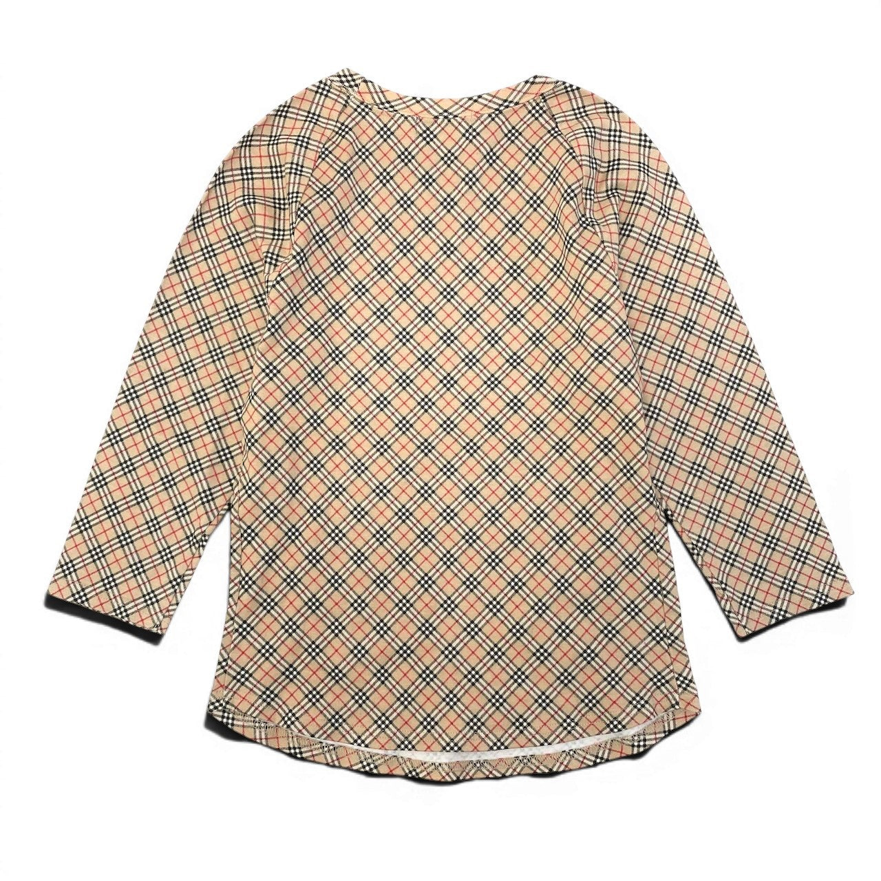 Sd22 BURBERRY バーバリー ロンドン 7分袖Tシャツ カットソー ノバチェック トップス Mサイズ ベージュ系 コットン100％ レディース 女性用u02t