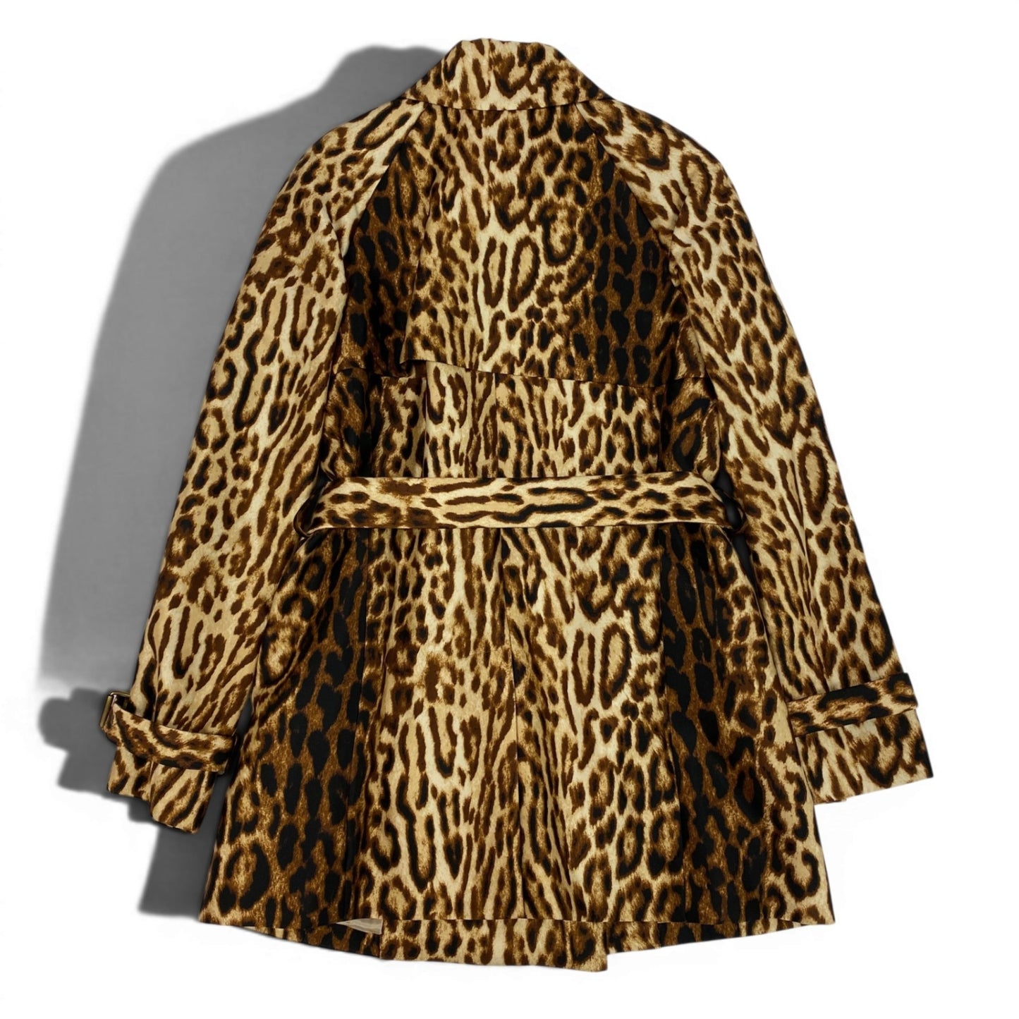 Ed18 CELINE セリーヌ ステンカラーコート ジャケット レオパード ヒョウ柄 ミディアム丈 ベージュ ブラウン レディース 女性用u02t