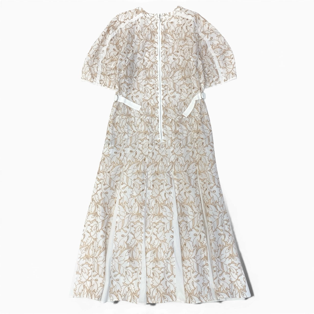 72a28【定価17.6万】MORABITO モラビト 総刺繍 ペチコート付き ロングワンピース 半袖ワンピース サイズ38 ホワイト レディース 女性用k02i