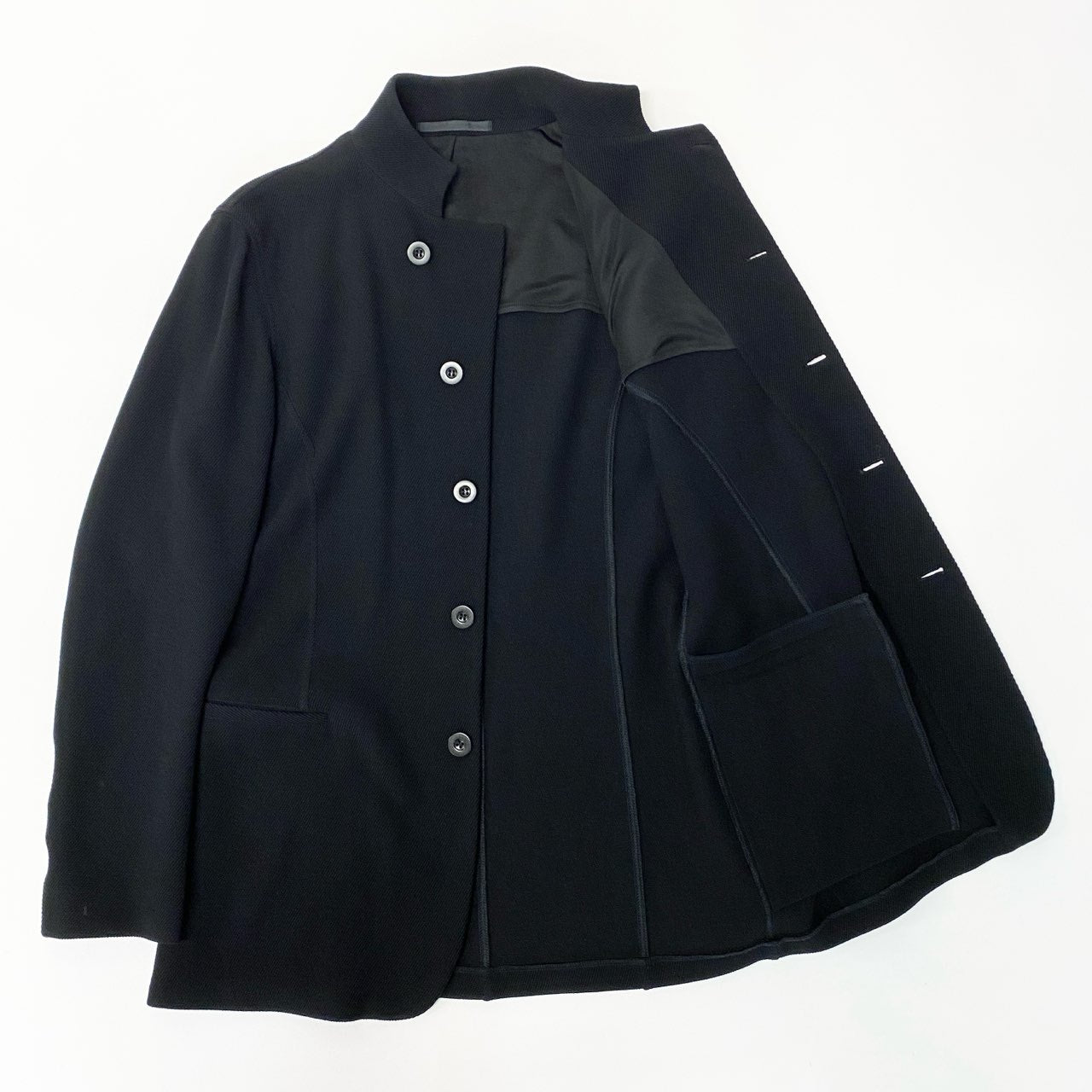 48a19 ARMANI COLLEZIONI アルマーニ コレッツォーニ 薄手 スタンドカラージャケット サイズ46/R ブラック メンズ アウター 羽織k02i