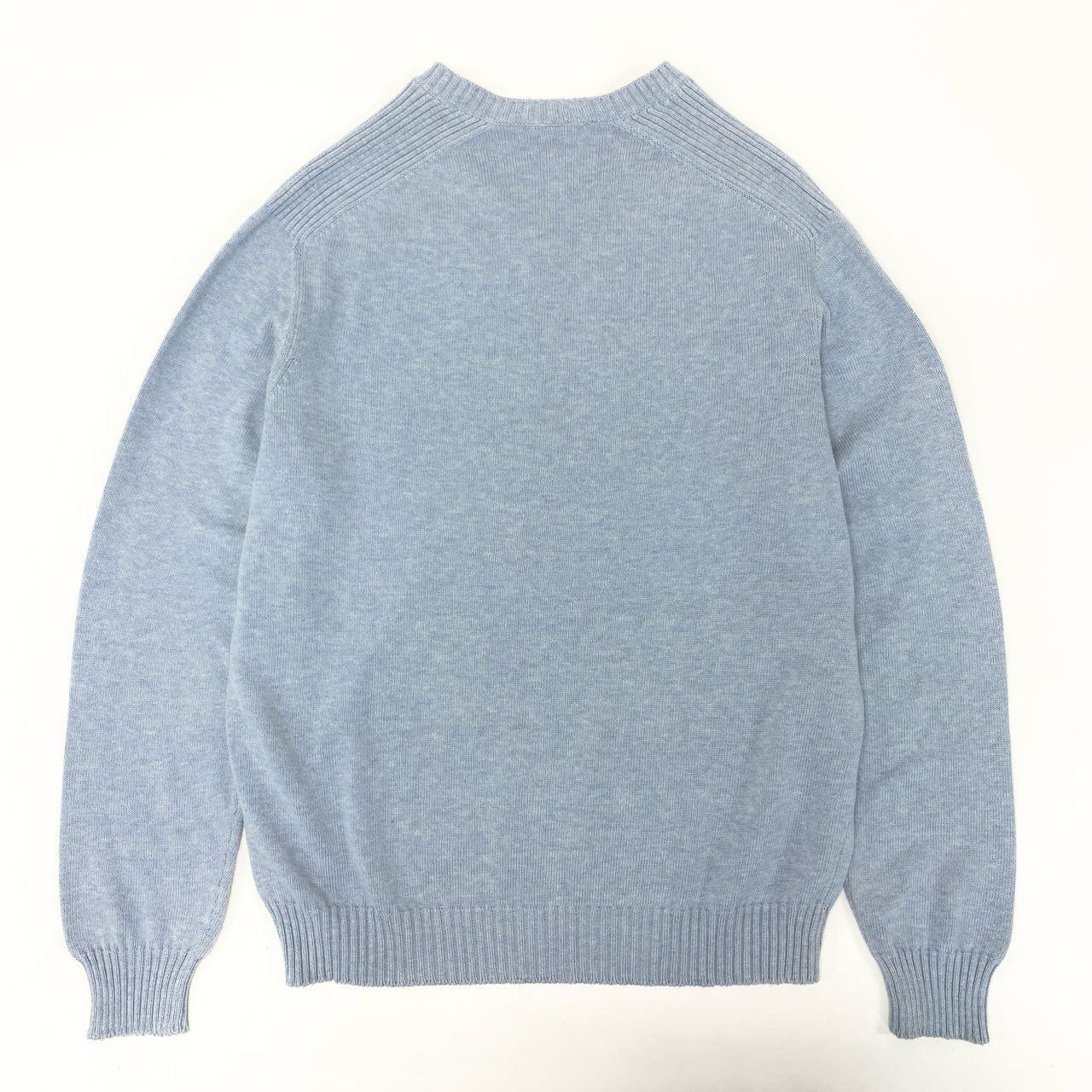 19k10 【美品】malo マーロ ニットセーター コットンニット コットン100％ Vネック イタリア製 50サイズ ライトブルー レディースu02t