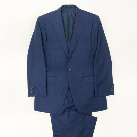 56k27 TAKEO KIKUCHI タケオキクチ DORMEUIL ドーメル生地使用○ セットアップスーツ シングル 1B メンズ 紳士服 ビジネス ネイビー ウール100％u02t