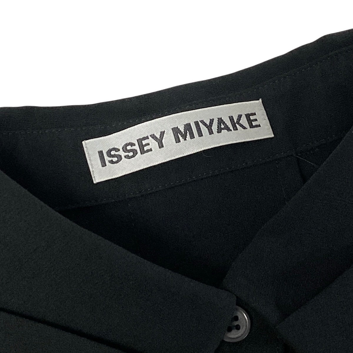 j16 【美品】ISSEY MIYAKE シャツワンピース ウエストリボン 日本製 IM31FJ006 2サイズ ブラック レディース 女性用u02t