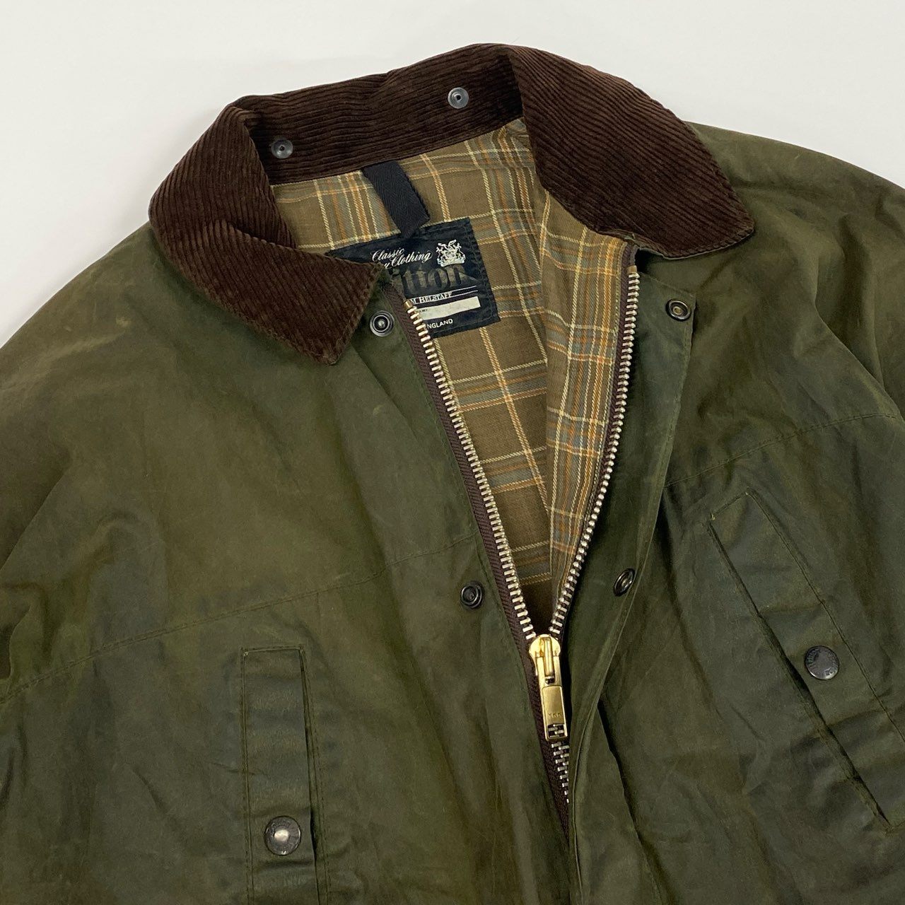 41i26 BELSTAFF ベルスタッフ BRITTON ブライトン 80s オイルドジャケット コート BURGHLEY オリーブ メンズ 英国製u02t