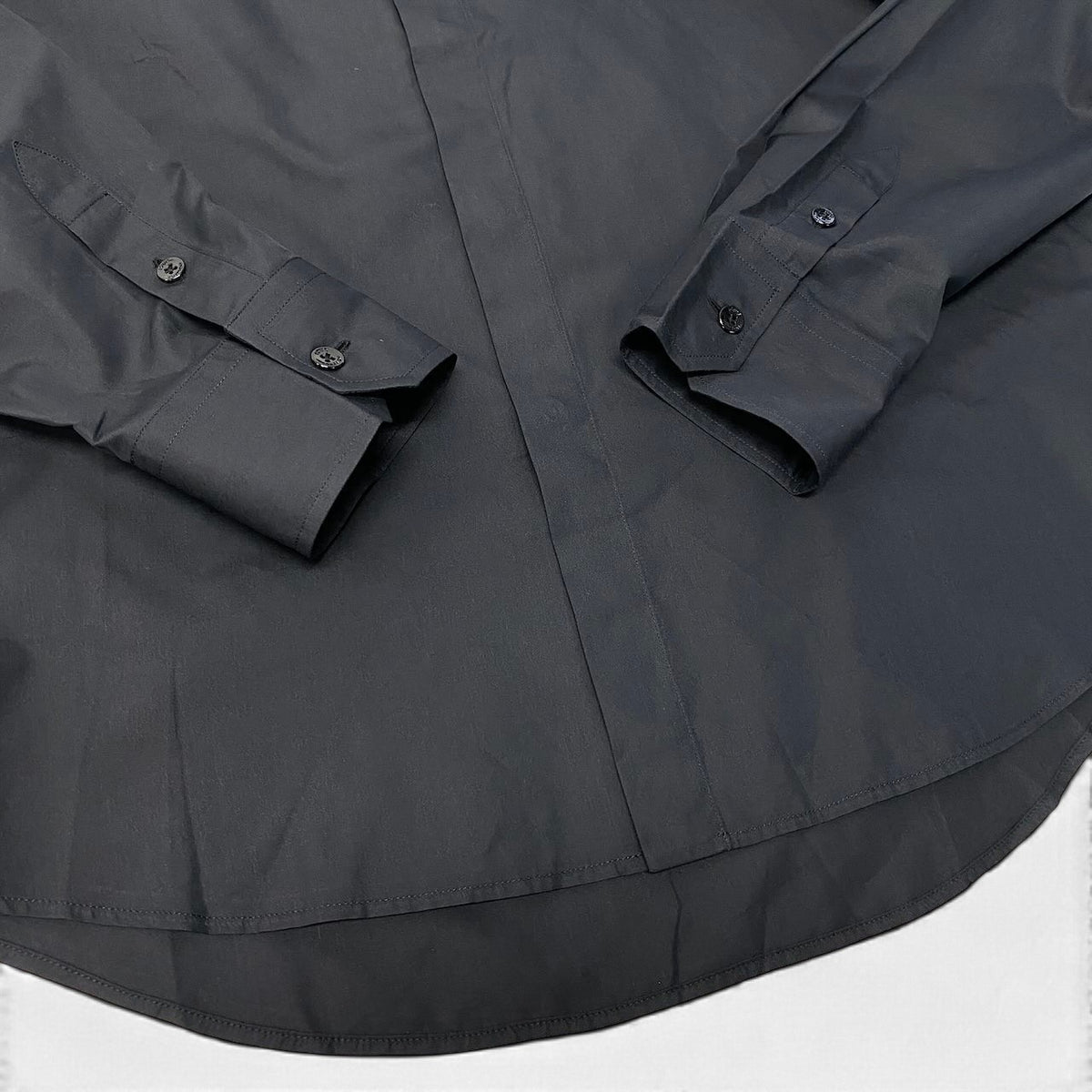 28j16 【未使用タグ付】 LOUIS VUITTON ルイヴィトン ビーズカラー ロングスリーブ ドレスシャツ REGULAR FIT サイズ42/16-1/2 ブラック コットン シルク メンズu02t
