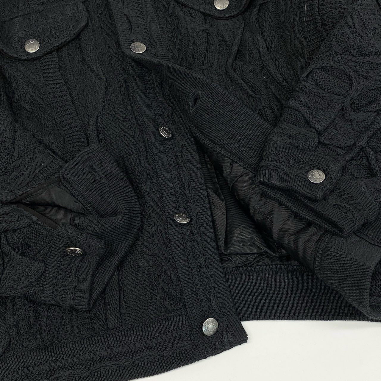 56j20 《美品》 Supreme シュプリーム × Coogi クージー 3D Knit Trucker Jacket ニットトラッカージャケット L ブラック 半タグ付き コラボアイテム ダブルネームt18r